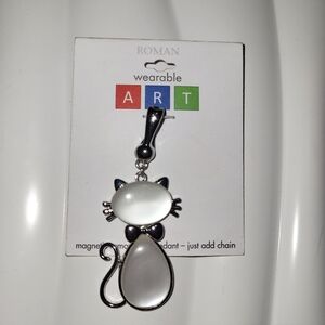 Roma Wearable Art Cat Charm - Black and White